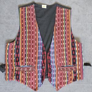 Guatemalan Vintage, Colorful Handmade Vest, Red, Purple 100% Cotton
